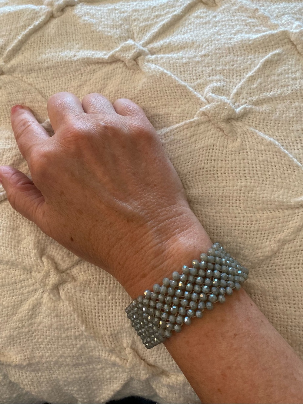 Light Blue Beaded Stretch Bracelet